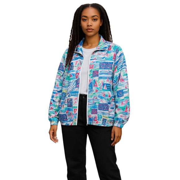 Koret Jackets & Blazers - Koret Vintage Nautical Sail Boat 90s Zip Up Bomber Jacket Women's Size Medium M